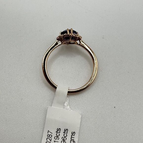 NWT .96ct Ceylon Sapphire and .19ct natural diamond accent ring in 14k YG! - Picture 4 of 16